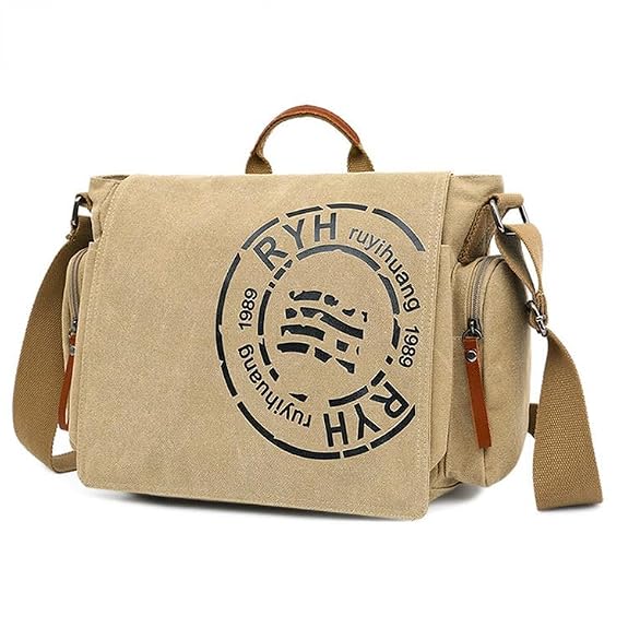 Turtle Trek Vintage Canvas Messenger Bag | Multi-Pocket Laptop & Travel Shoulder Bag