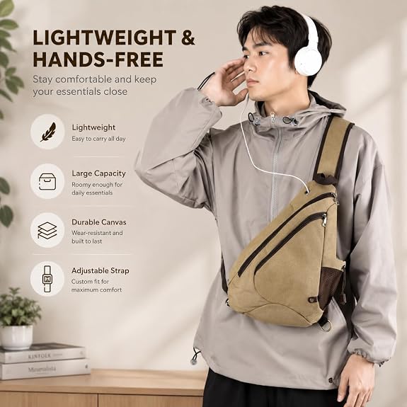 Turtle Trek Canvas Sling Bag | Premium Crossbody Chest Bag for Men & Women