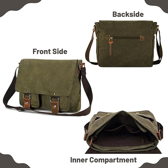 Turtle Trek Canvas Messenger Bag | Vintage Crossbody Shoulder Bag for Men & Women