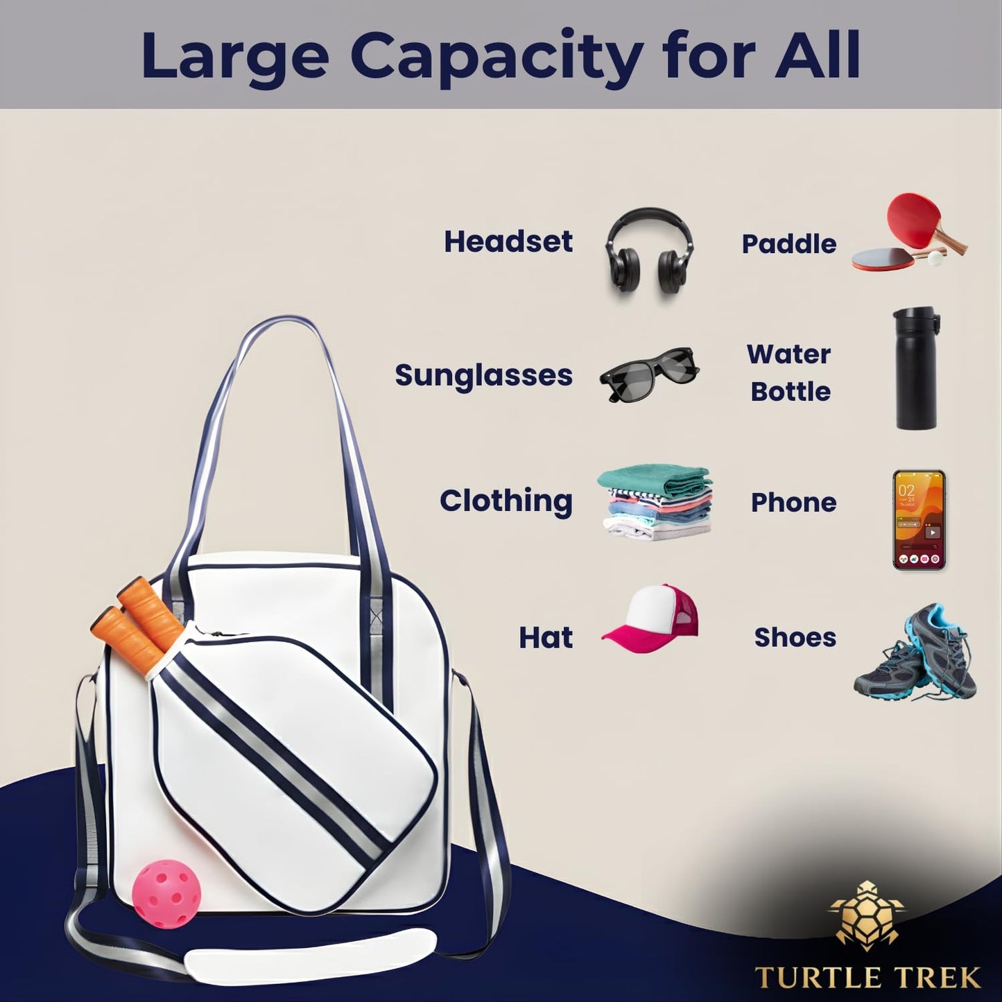 Turtle Trek Premium Pickleball Paddle Bag | Lightweight Court Carry Bag with Adjustable Shoulder Strap