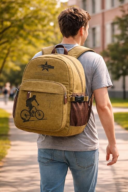 Turtle Trek Canvas School Backpack | Everyday Travel Backpack for Men & Women