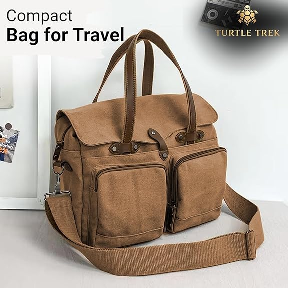Turtle Trek Canvas Tote Messenger Bag | Premium Laptop & Travel Bag for Men & Women