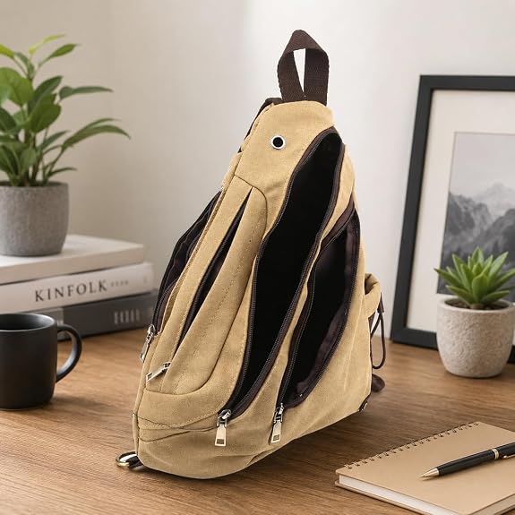 Turtle Trek Canvas Sling Bag | Premium Crossbody Chest Bag for Men & Women