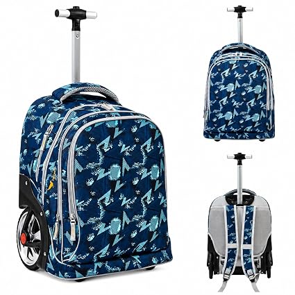 TurtleTrek Kids Trolley Backpack with Wheels | Rolling School Bag for Boys & Girls | Waterproof Travel Backpack