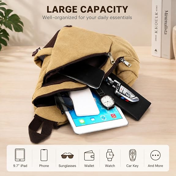 Turtle Trek Canvas Sling Bag | Premium Crossbody Chest Bag for Men & Women