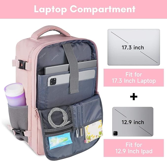 Turtle Trek Expandable Travel Backpack 40L | Airline Approved Carry-On Laptop Backpack with Trolley Sleeve