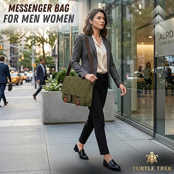 Turtle Trek Canvas Messenger Bag | Vintage Crossbody Shoulder Bag for Men & Women