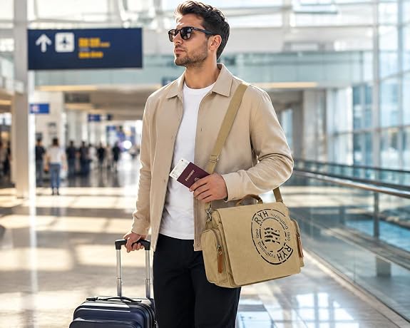 Turtle Trek Vintage Canvas Messenger Bag | Multi-Pocket Laptop & Travel Shoulder Bag