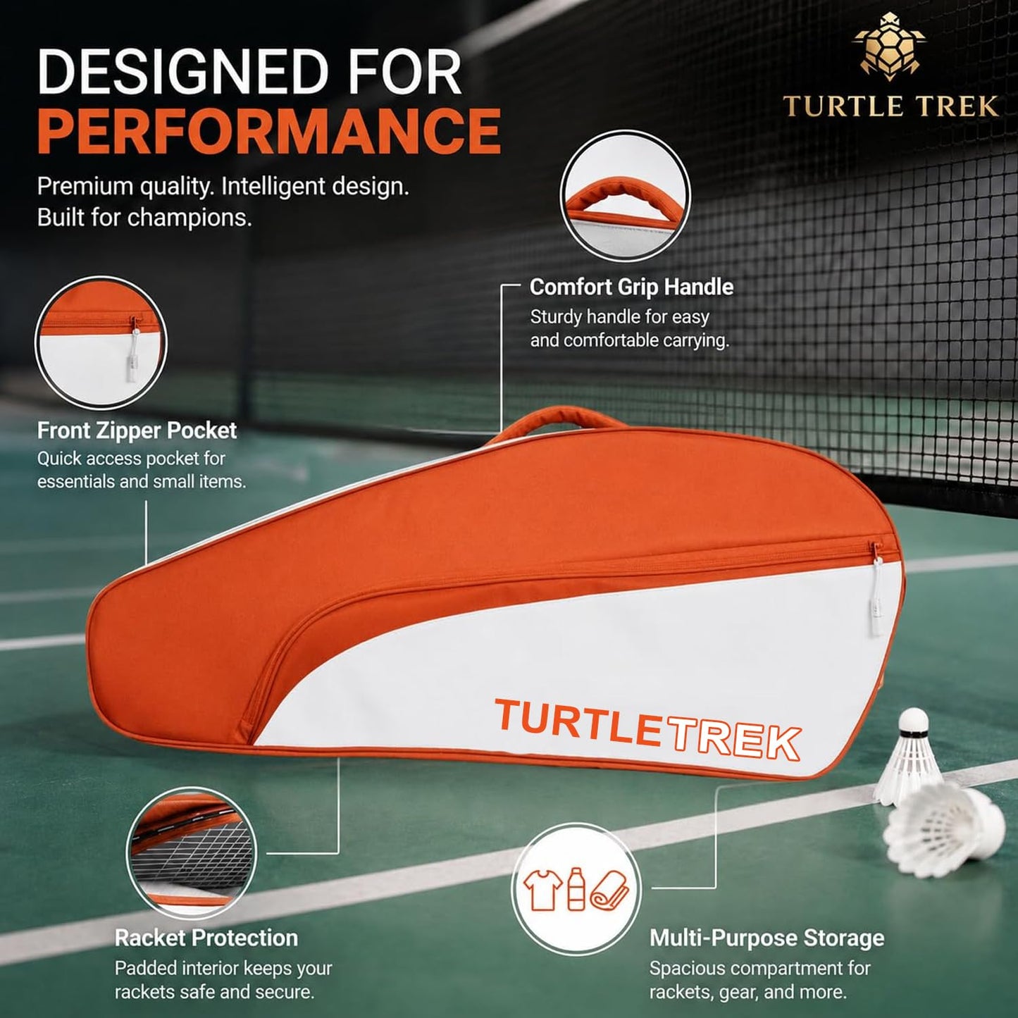 Turtle Trek Badminton Kit Bag – Premium Canvas Sports Bag