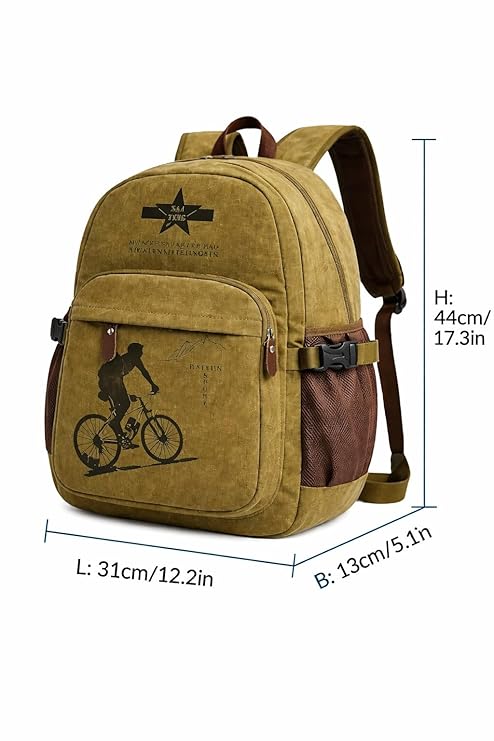 Turtle Trek Canvas School Backpack | Everyday Travel Backpack for Men & Women